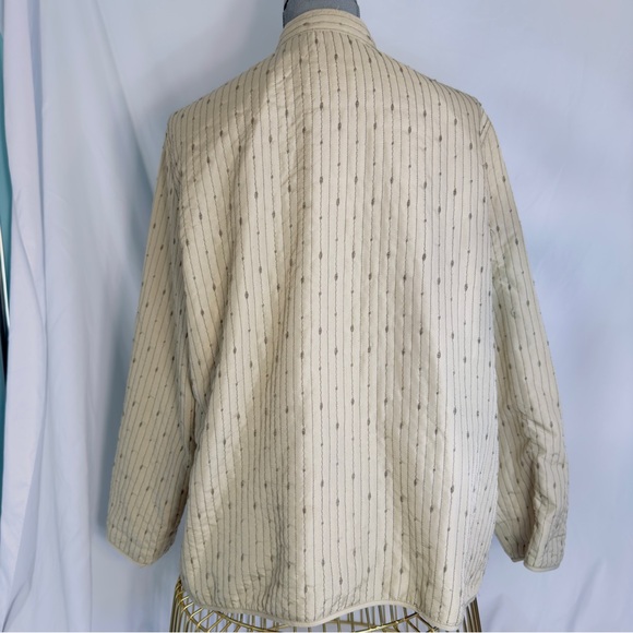 Alfred Dunner Long Sleeve Quilted Open Front Jacket Women Brown Beige Tan Sz 14 - Picture 2 of 6